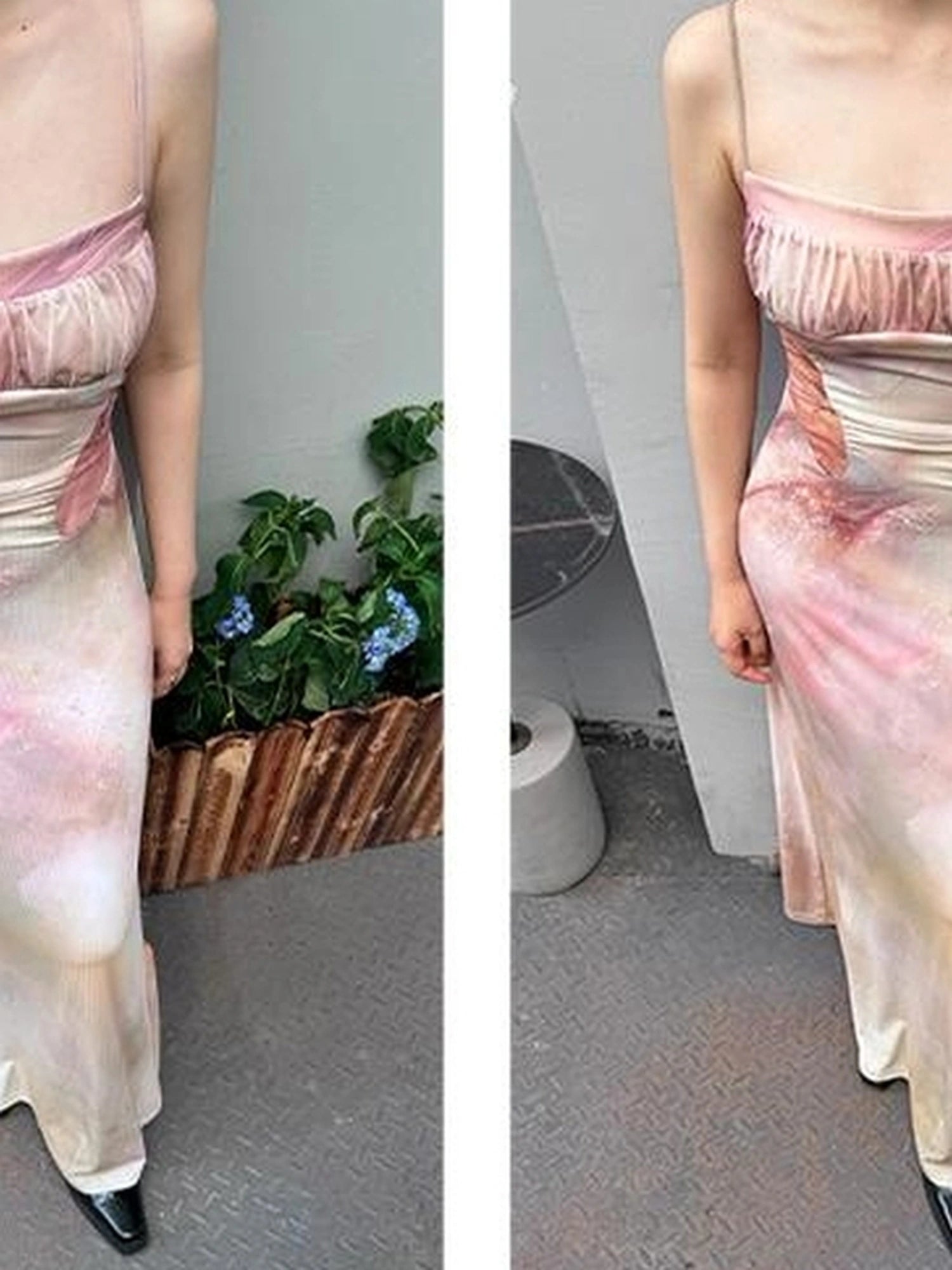 OfAkiva Akiva Ethereal Ombre Chiffon Slip Dress