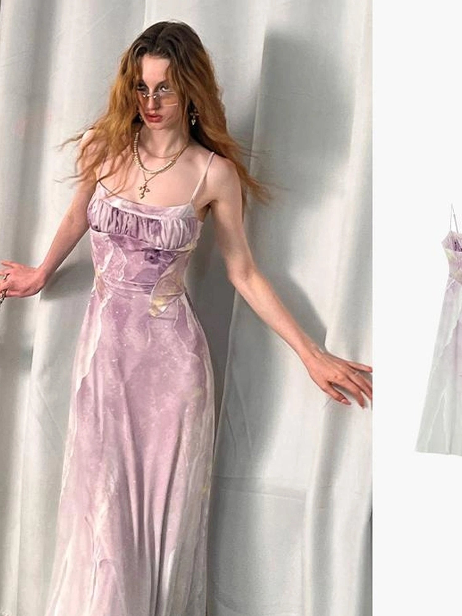 OfAkiva Akiva Ethereal Ombre Chiffon Slip Dress