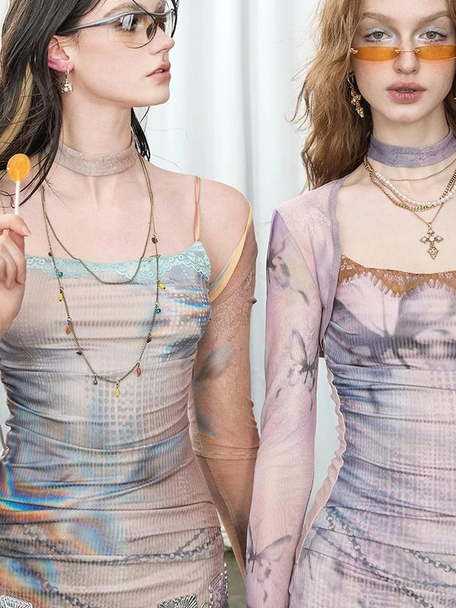 OfAkiva Akiva Floral Lace Trimmed Knit Slip Dress