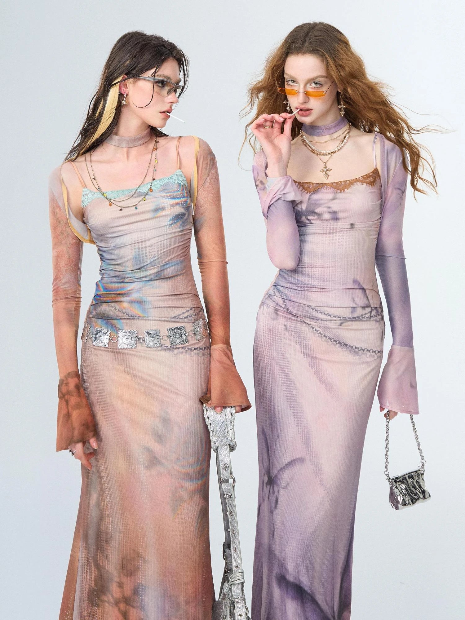 OfAkiva Akiva Floral Lace Trimmed Knit Slip Dress