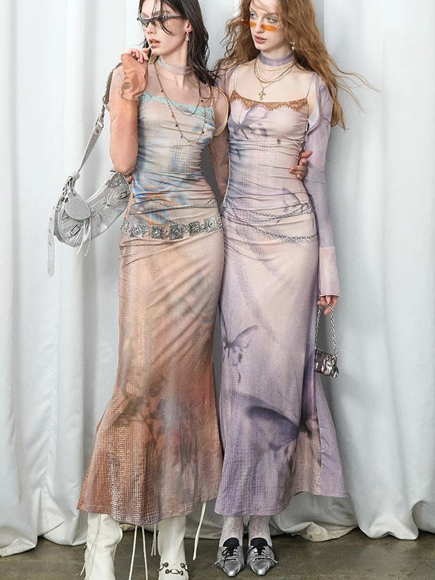 OfAkiva Akiva Floral Lace Trimmed Knit Slip Dress