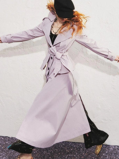 OfAkiva Akiva George Square Tri Color Long Trench Coat