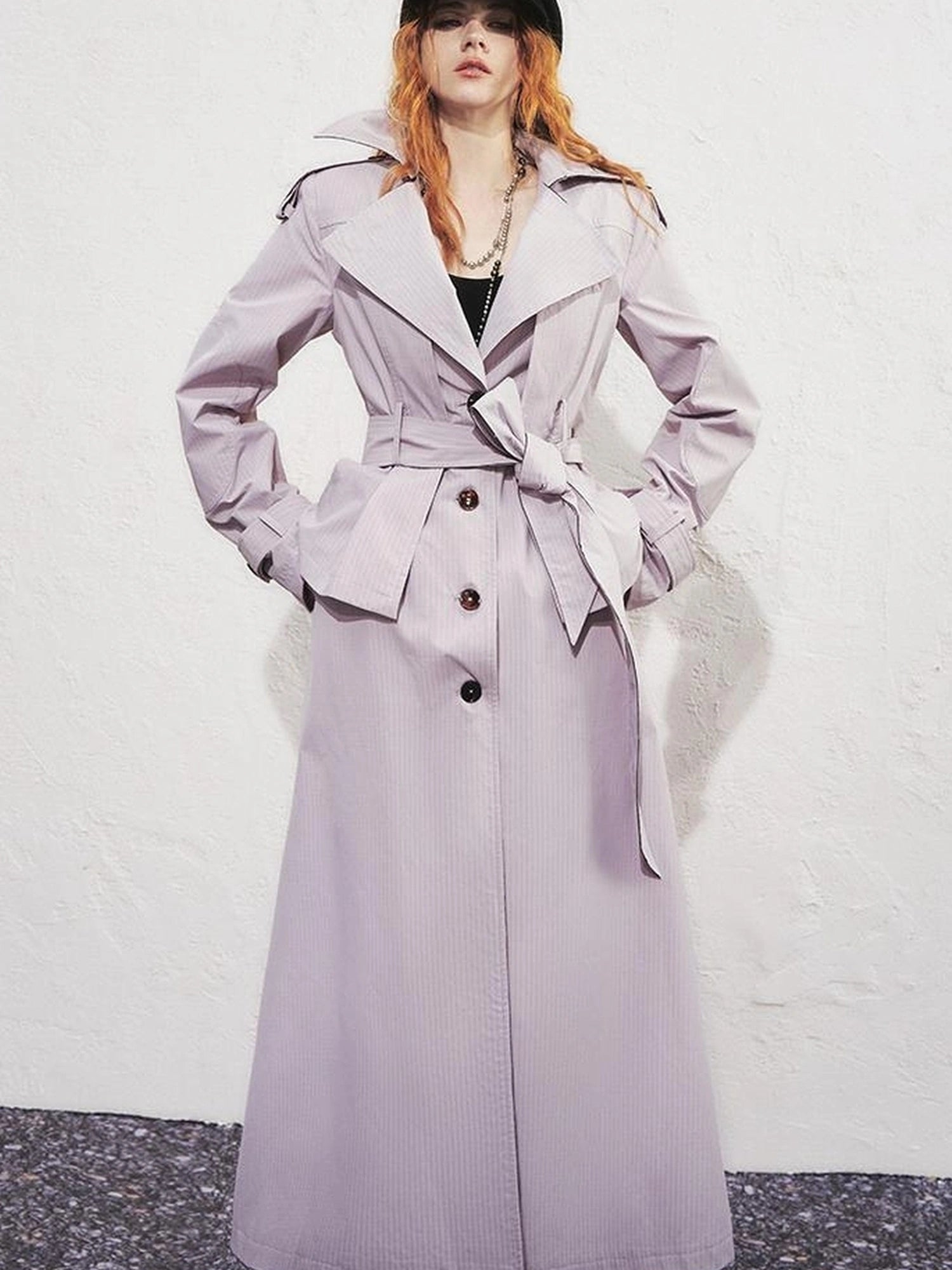 OfAkiva Akiva George Square Tri Color Long Trench Coat