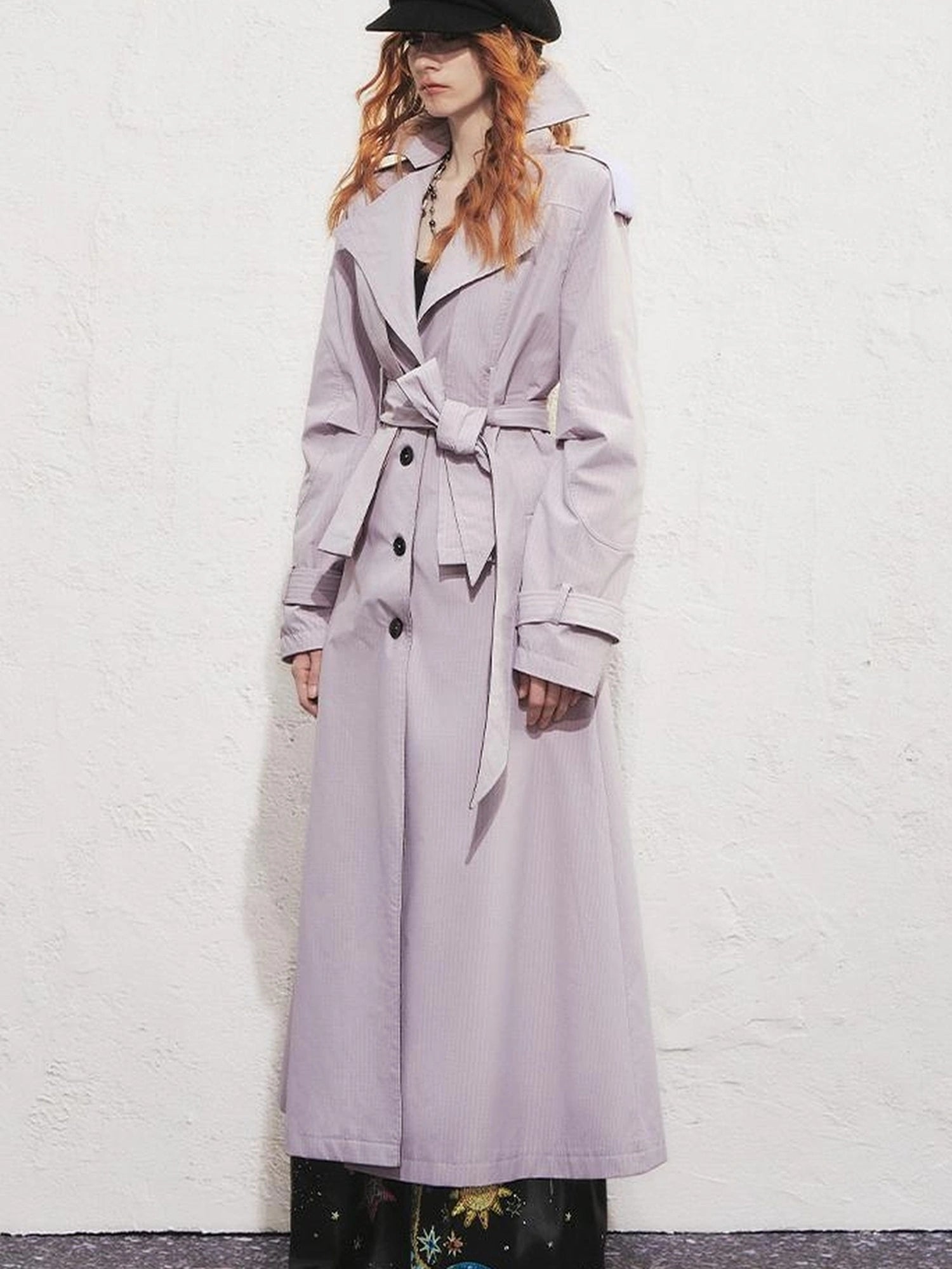OfAkiva Akiva George Square Tri Color Long Trench Coat
