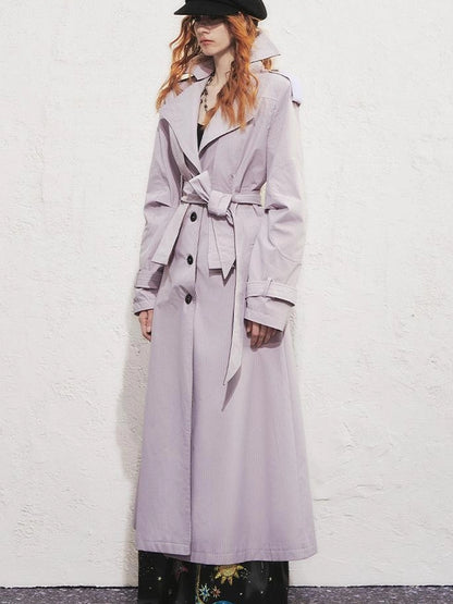 OfAkiva Akiva George Square Tri Color Long Trench Coat