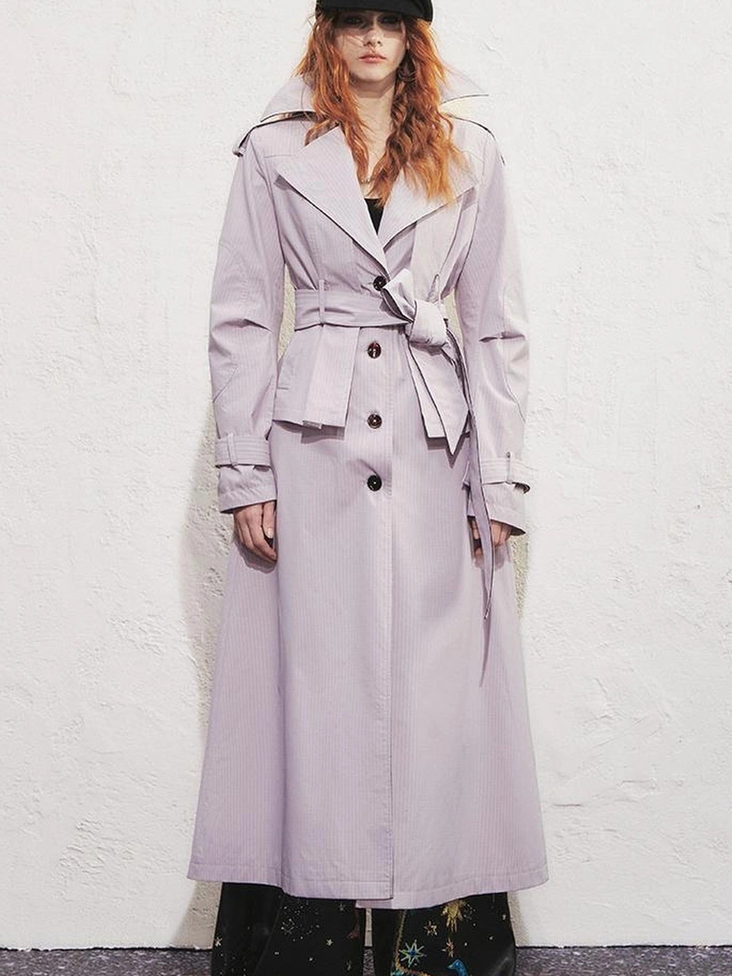 OfAkiva Akiva George Square Tri Color Long Trench Coat
