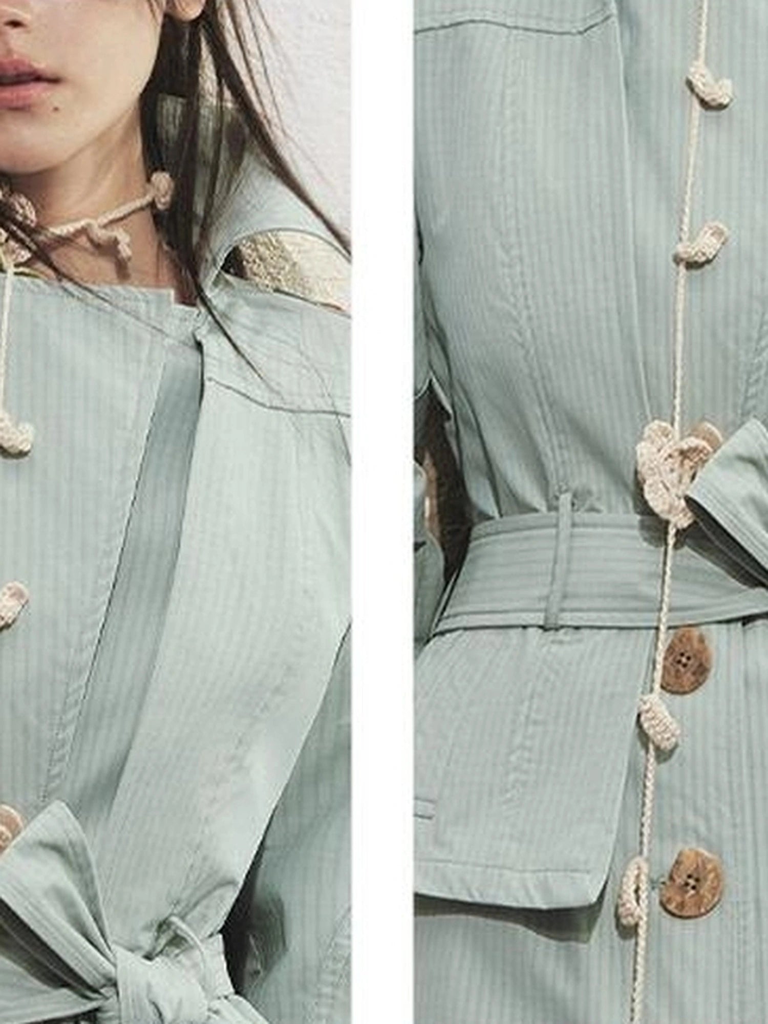 OfAkiva Akiva George Square Tri Color Long Trench Coat