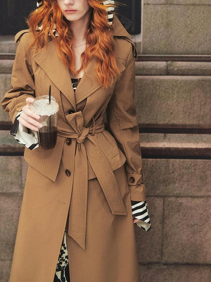 OfAkiva Akiva George Square Tri Color Long Trench Coat