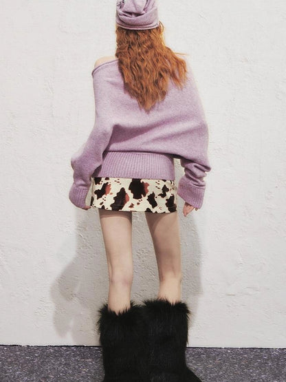 OfAkiva Akiva Lioncat Fluffy Sweater V-neck T-shirt Long Sleeve