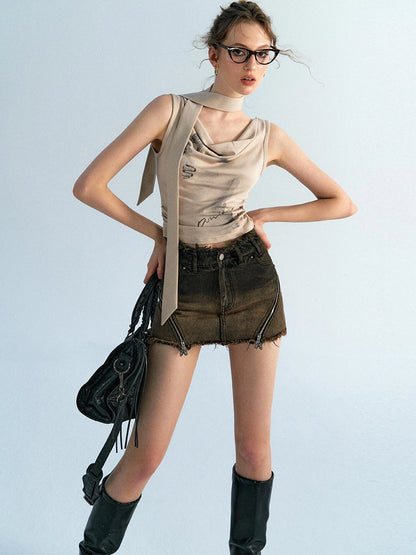 OfAkiva Akiva Ombre Washed Denim Shorts