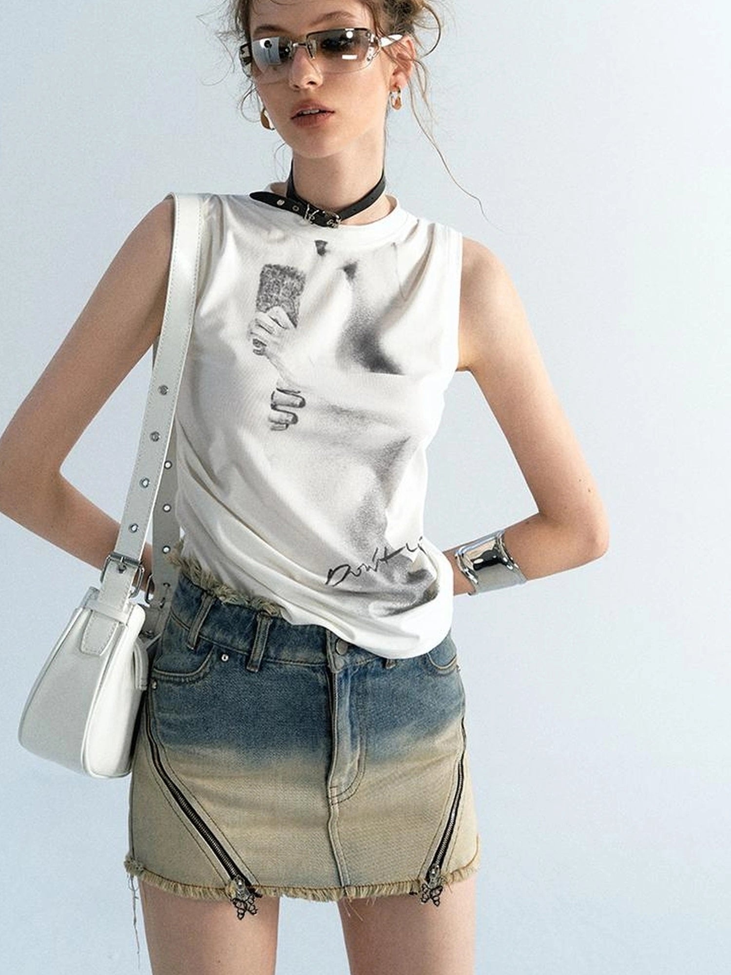 OfAkiva Akiva Ombre Washed Denim Shorts