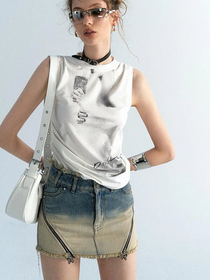 OfAkiva Akiva Ombre Washed Denim Shorts