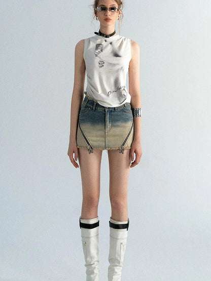 OfAkiva Akiva Ombre Washed Denim Shorts