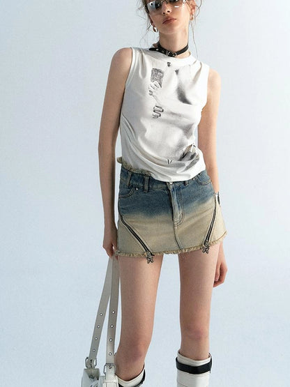 OfAkiva Akiva Ombre Washed Denim Shorts