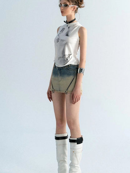 OfAkiva Akiva Ombre Washed Denim Shorts