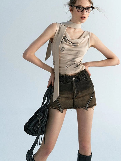 OfAkiva Akiva Ombre Washed Denim Shorts