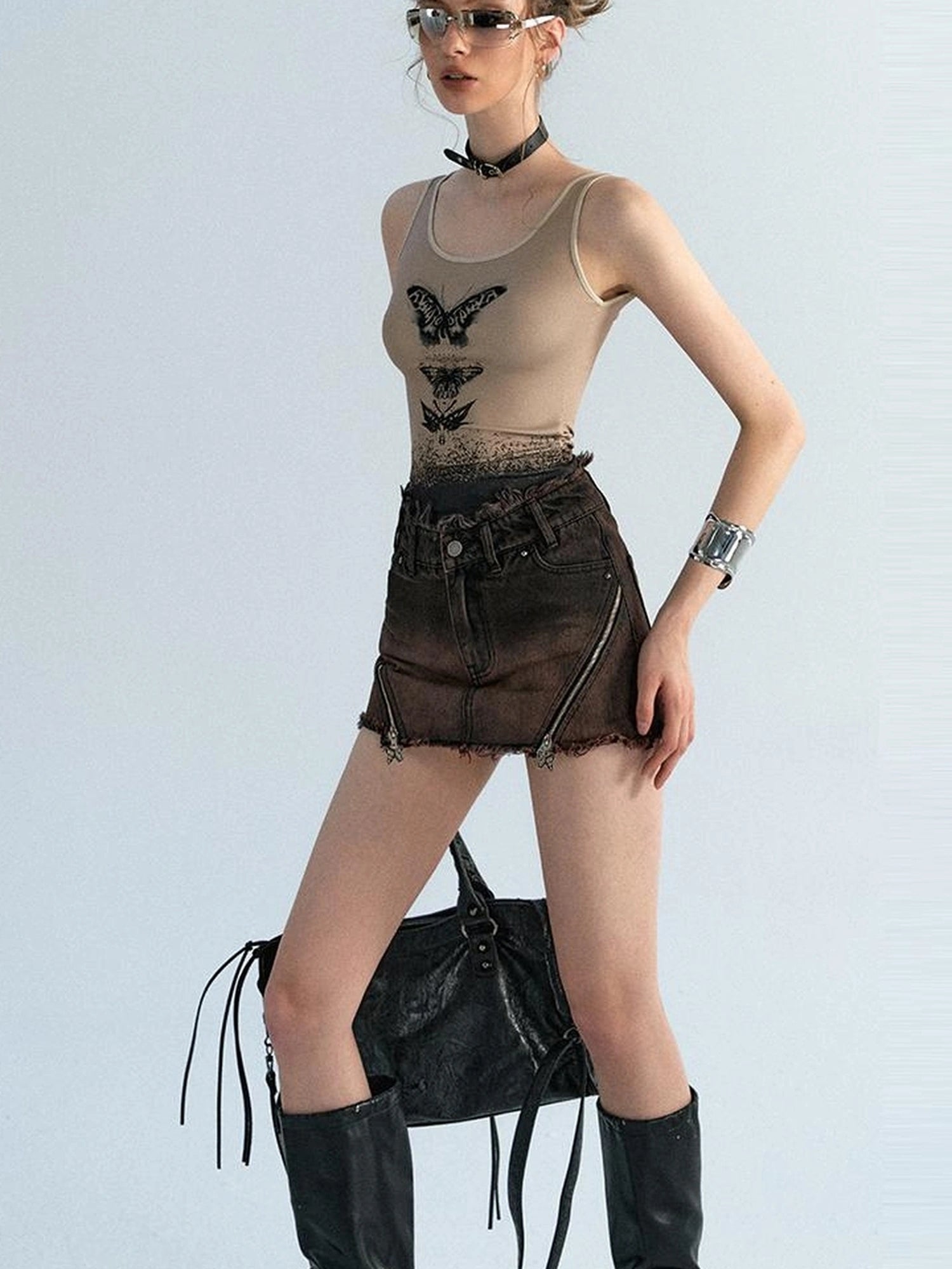 OfAkiva Akiva Ombre Washed Denim Shorts