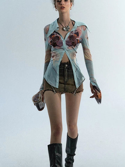 OfAkiva Akiva Ombre Washed Denim Shorts