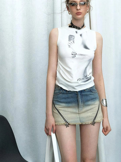 OfAkiva Akiva Ombre Washed Denim Shorts