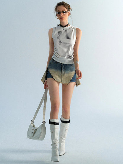 OfAkiva Akiva Ombre Washed Denim Shorts