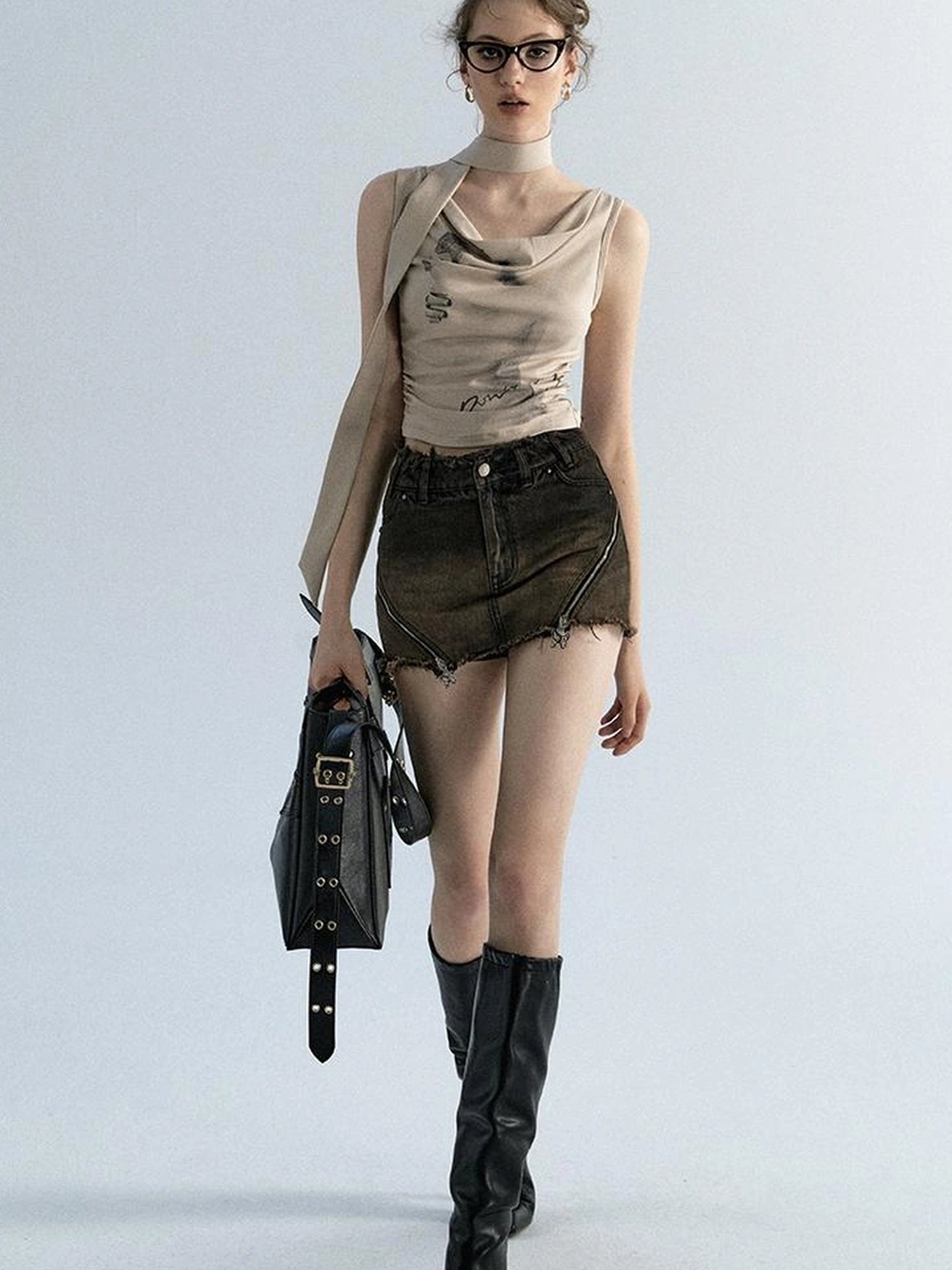 OfAkiva Akiva Ombre Washed Denim Shorts