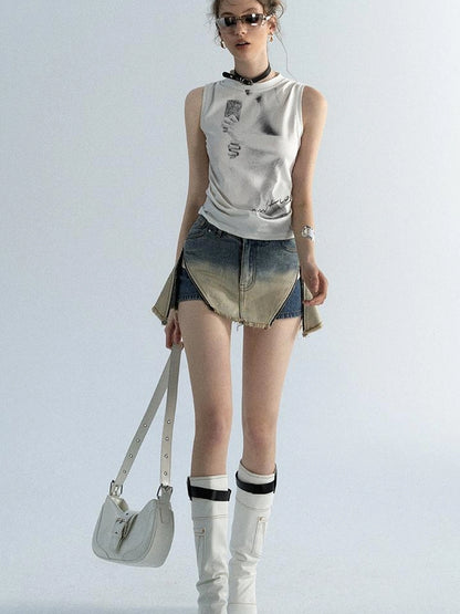 OfAkiva Akiva Ombre Washed Denim Shorts