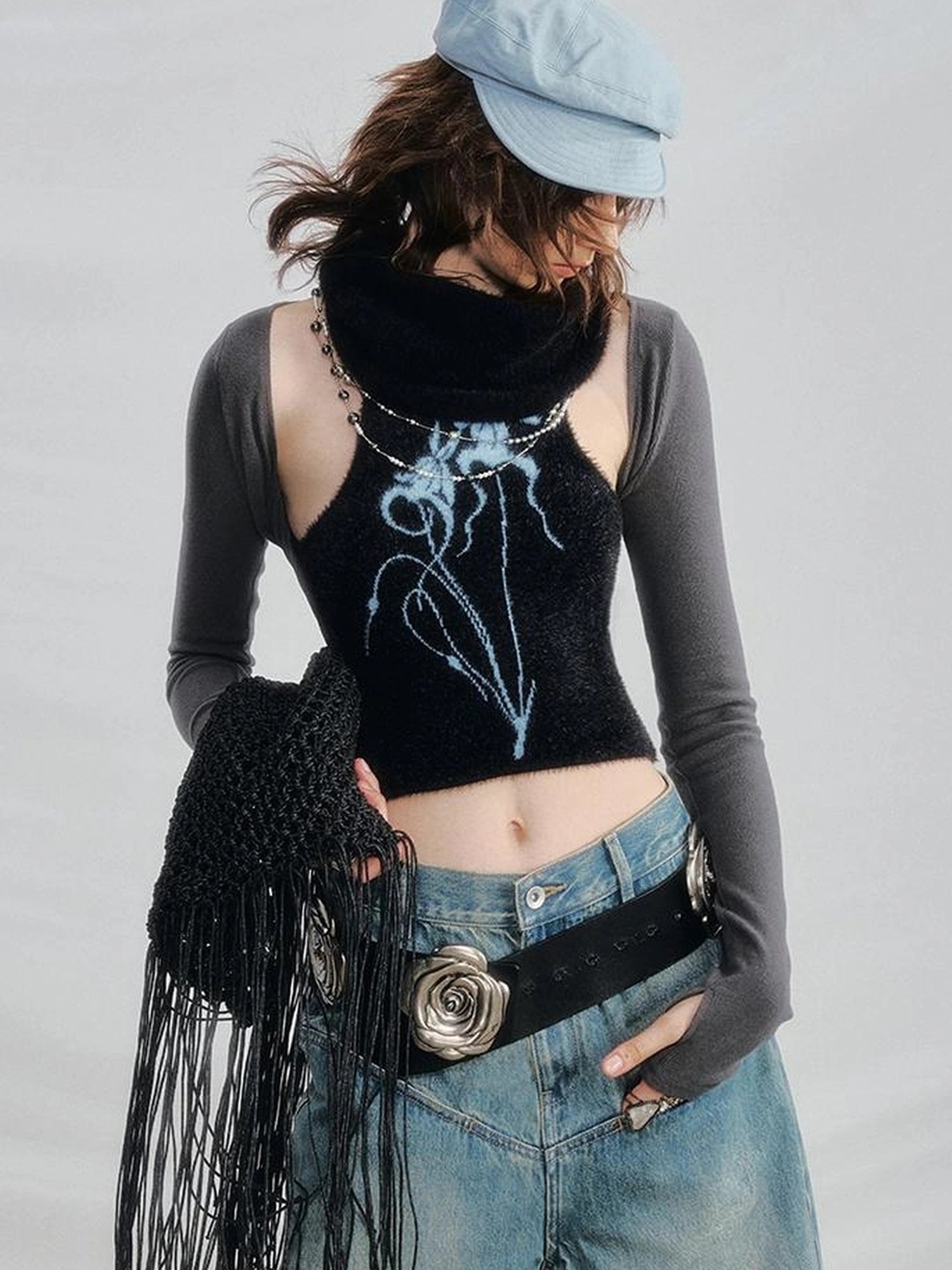 OfAkiva Akiva Orchid Valley Sleeveless Knit Vest