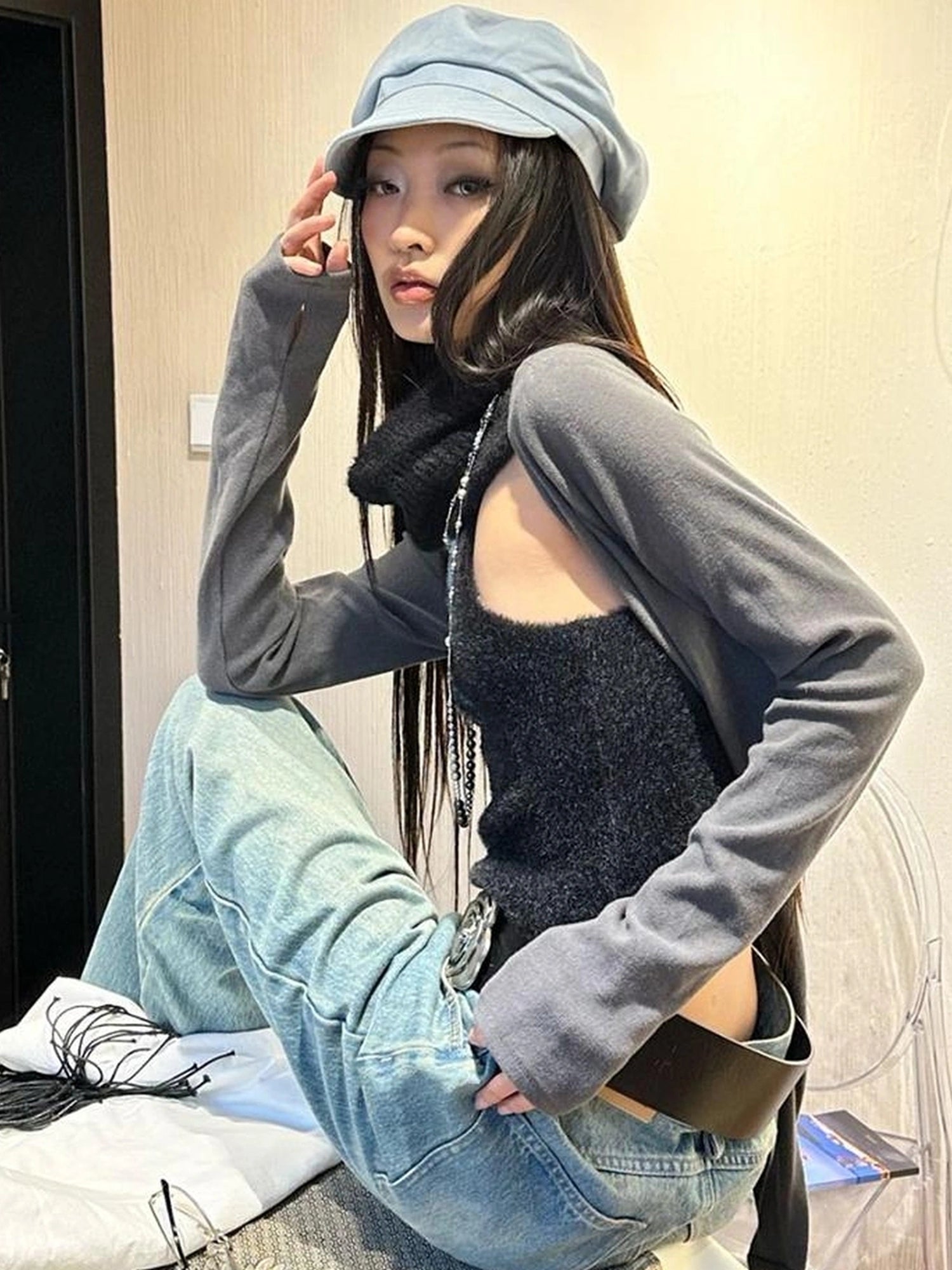 OfAkiva Akiva Orchid Valley Sleeveless Knit Vest