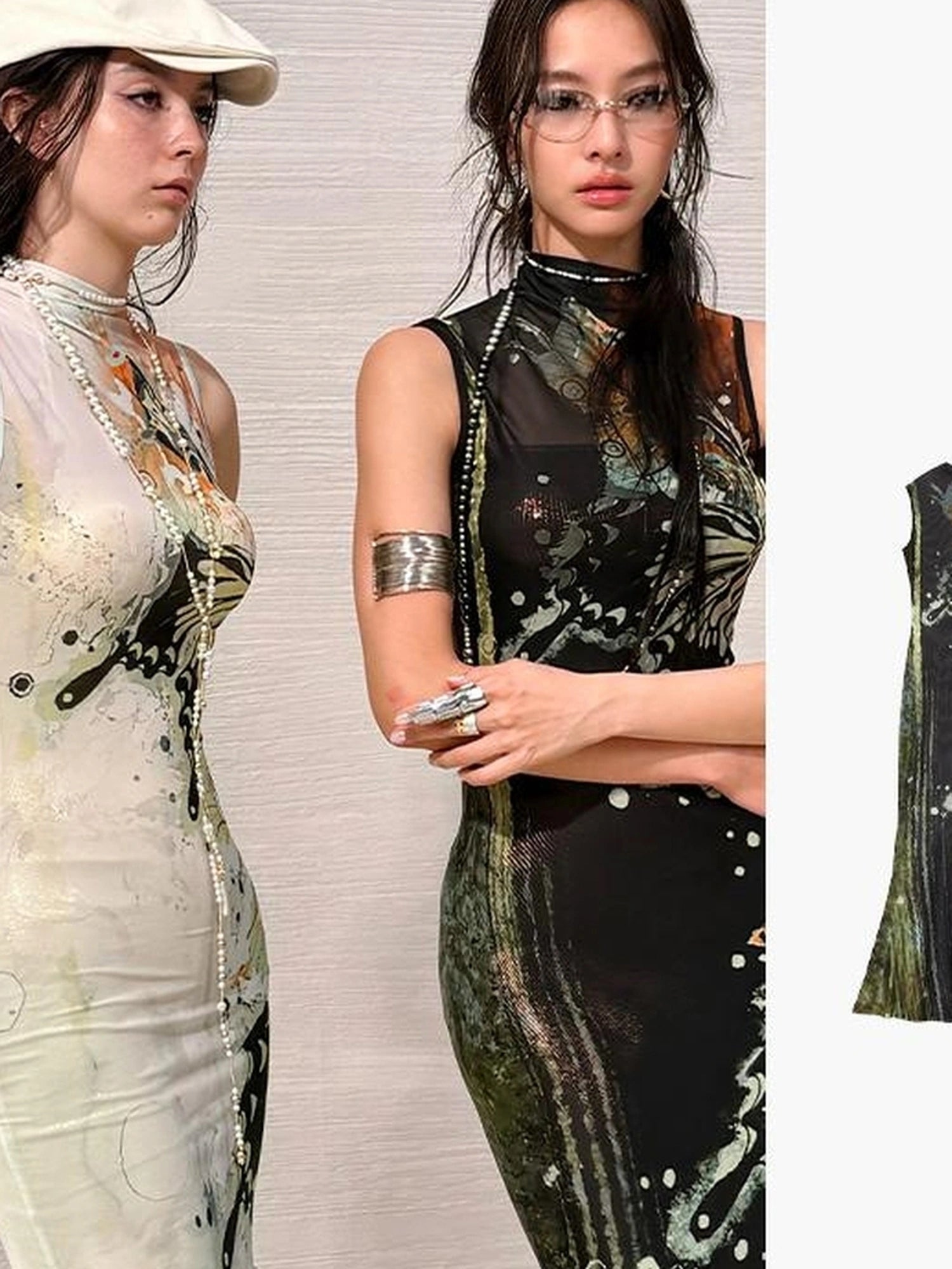 OfAkiva Akiva S Butterfly Print Two Piece Slit Dress Set