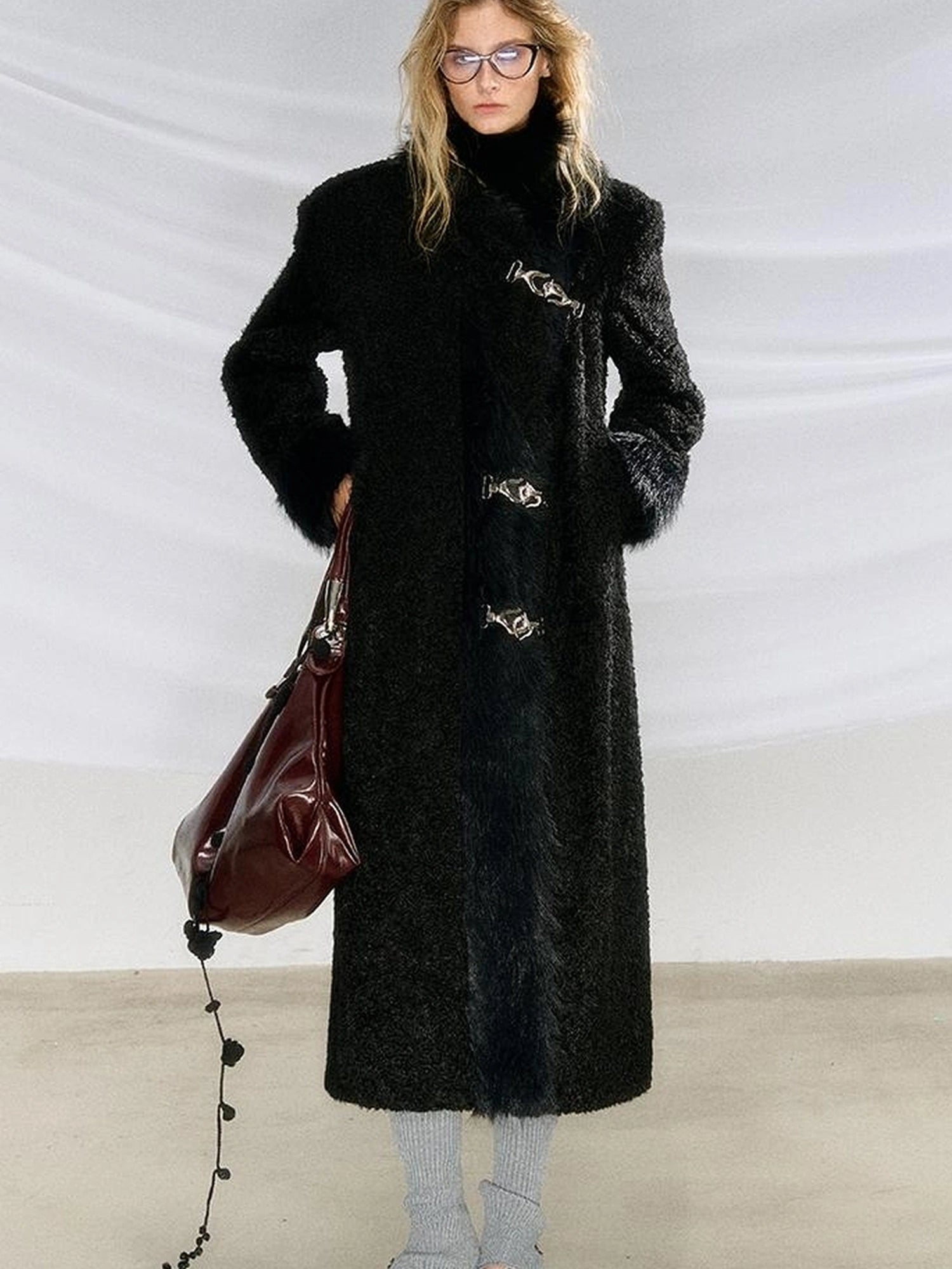 OfAkiva Akiva Textured Wool Blend Winter Coat