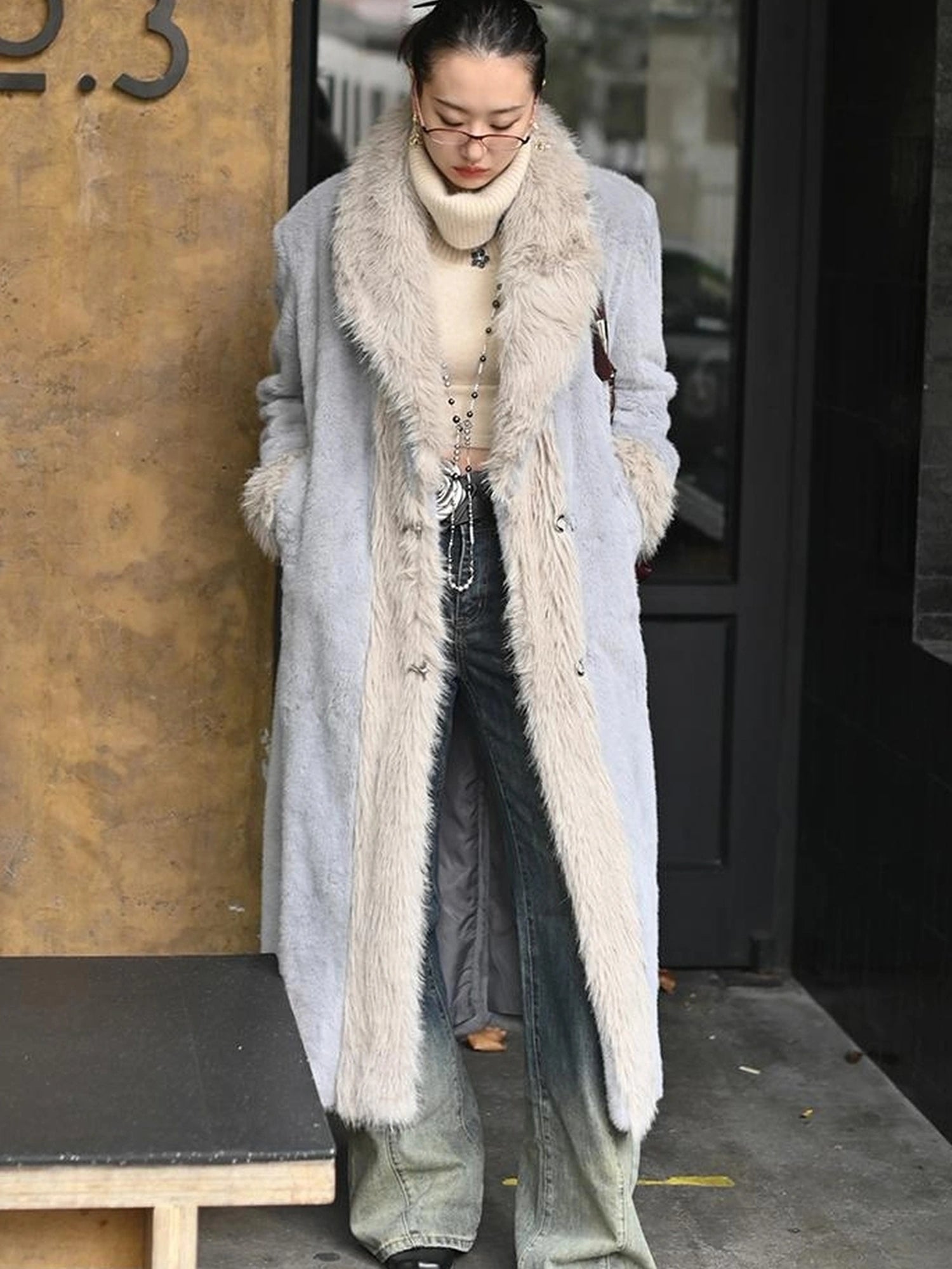 OfAkiva Akiva Textured Wool Blend Winter Coat