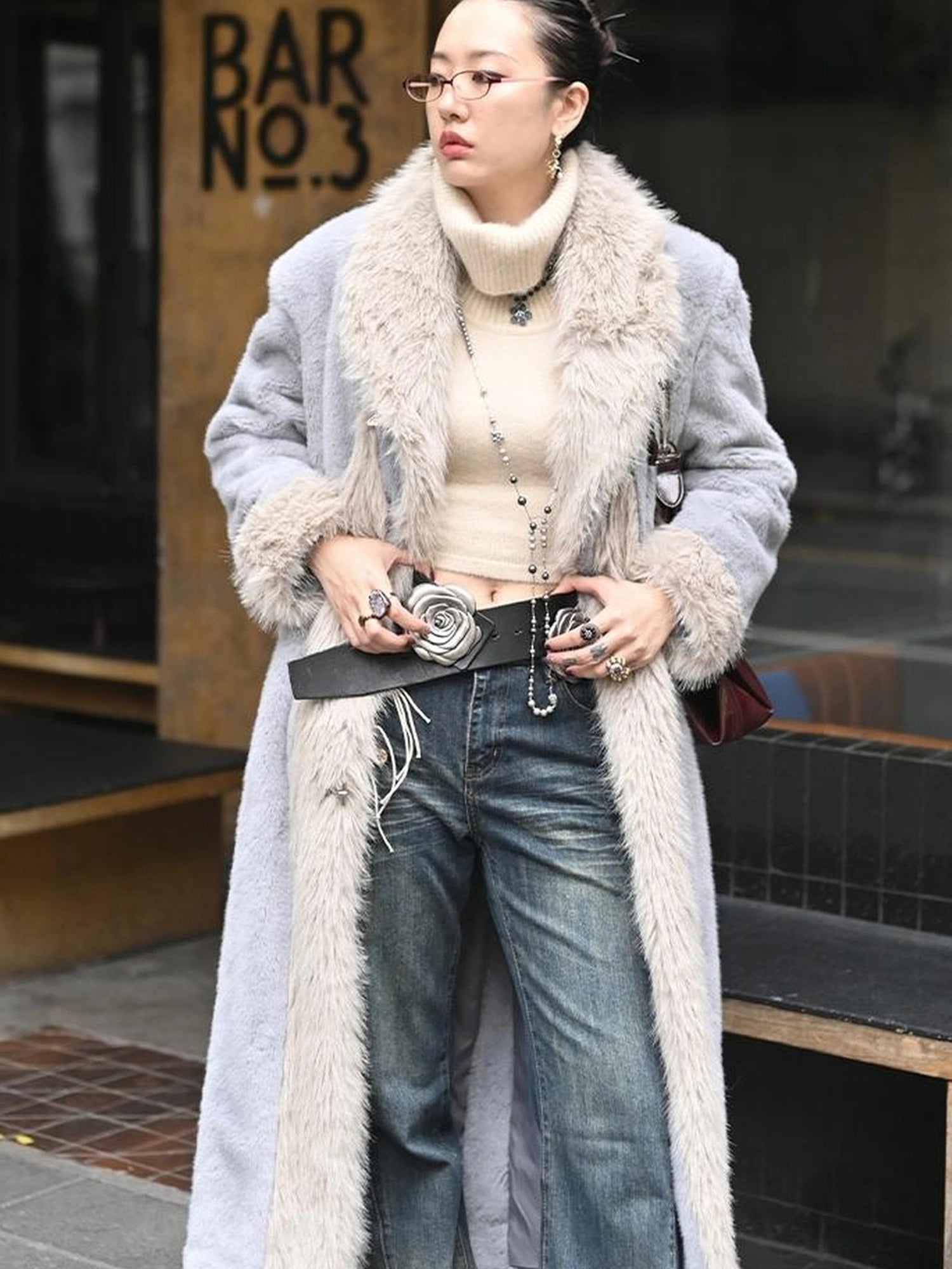 OfAkiva Akiva Textured Wool Blend Winter Coat