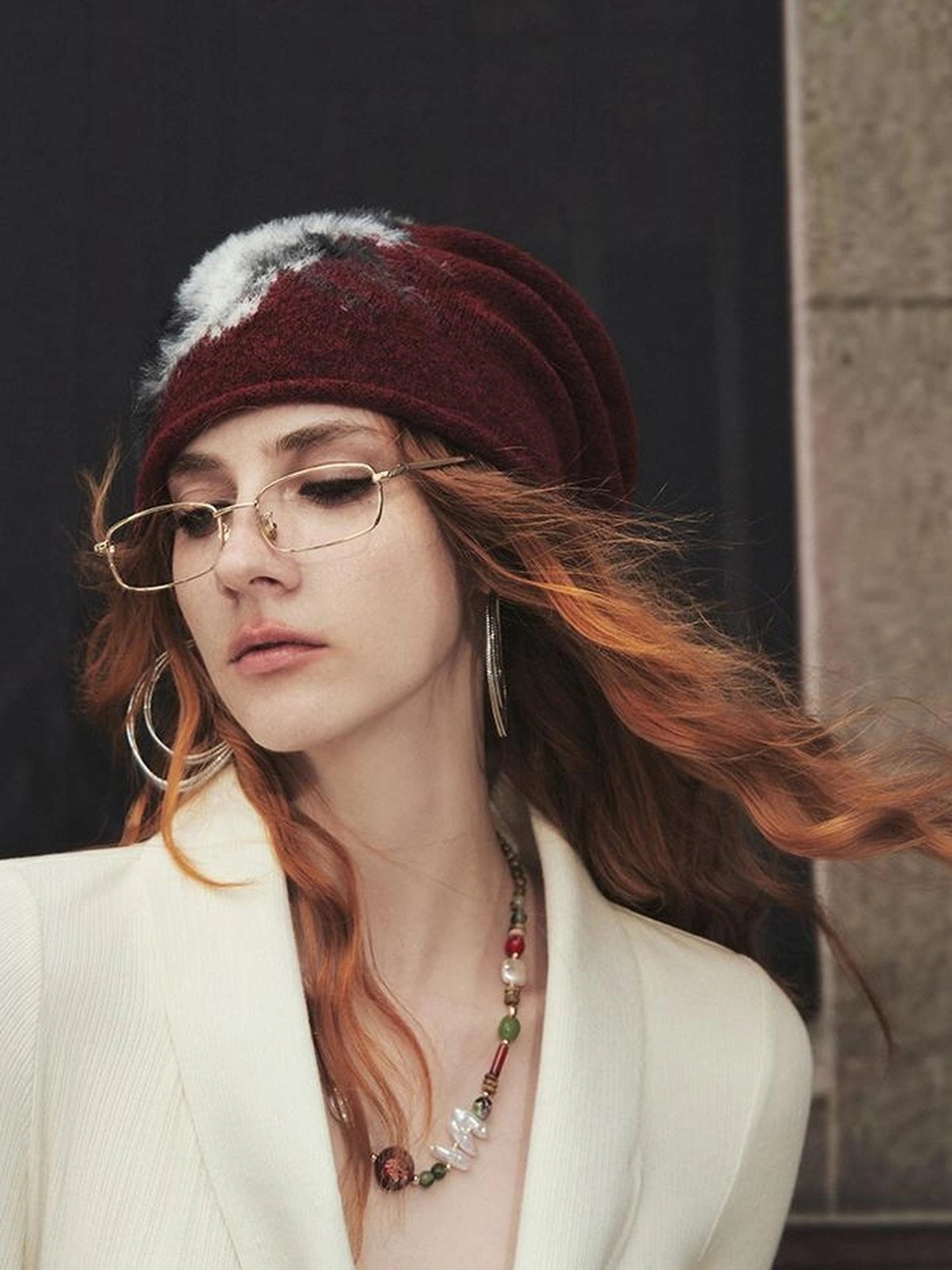 OfAkiva Akiva Tortoiseshell Print Knit Slouch Beanie