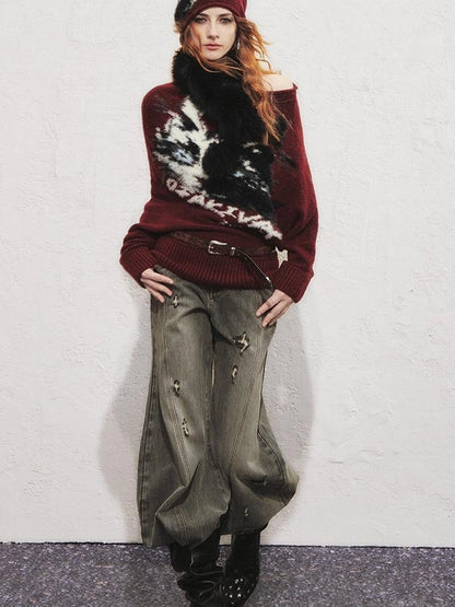 OfAkiva Akiva Tortoiseshell Print Knit Slouch Beanie