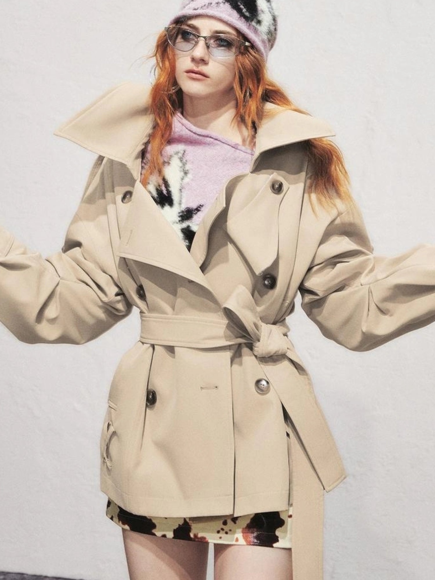 OfAkiva Akiva Tortoiseshell Print Knit Slouch Beanie