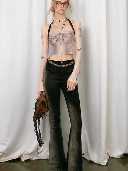 OfAkiva Akiva Vintage Wash Tapered Jeans With Raw Hem