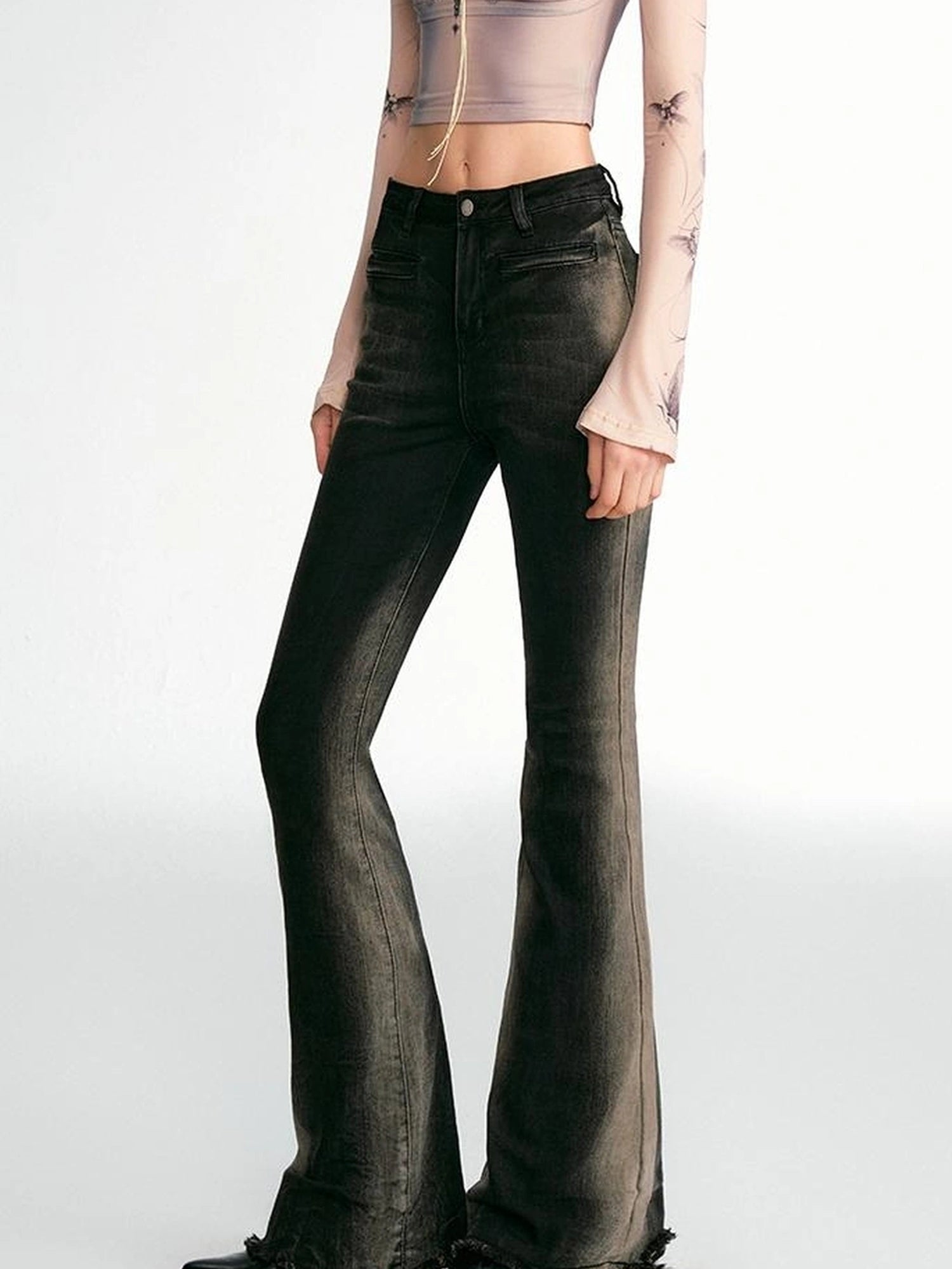 OfAkiva Akiva Vintage Wash Tapered Jeans With Raw Hem