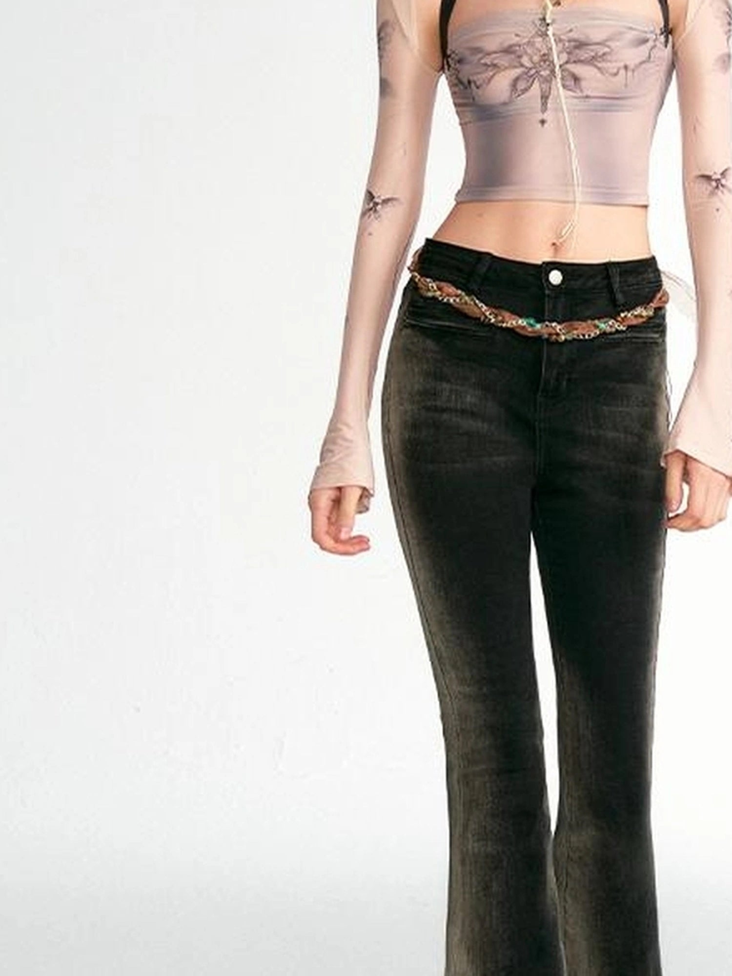 OfAkiva Akiva Vintage Wash Tapered Jeans With Raw Hem