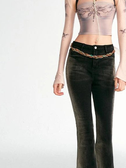 OfAkiva Akiva Vintage Wash Tapered Jeans With Raw Hem