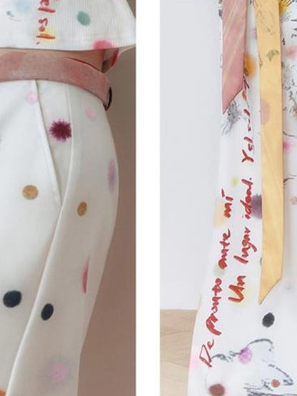 OfAkiva Akiva White Noise Floral Print A Line Skirt