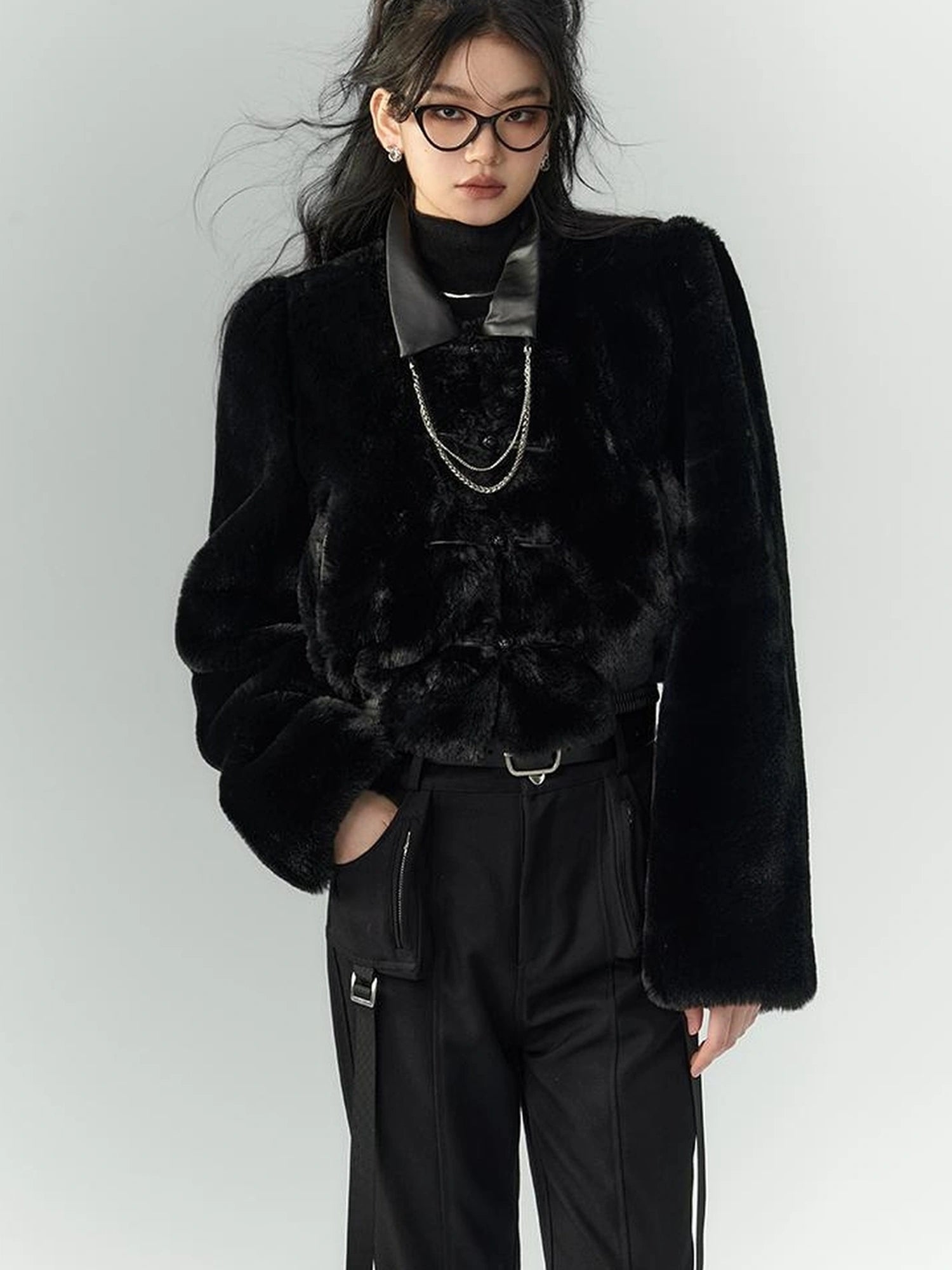 OfAkiva Akiva Winter Mink Fur Coat Women Slow Rock Style