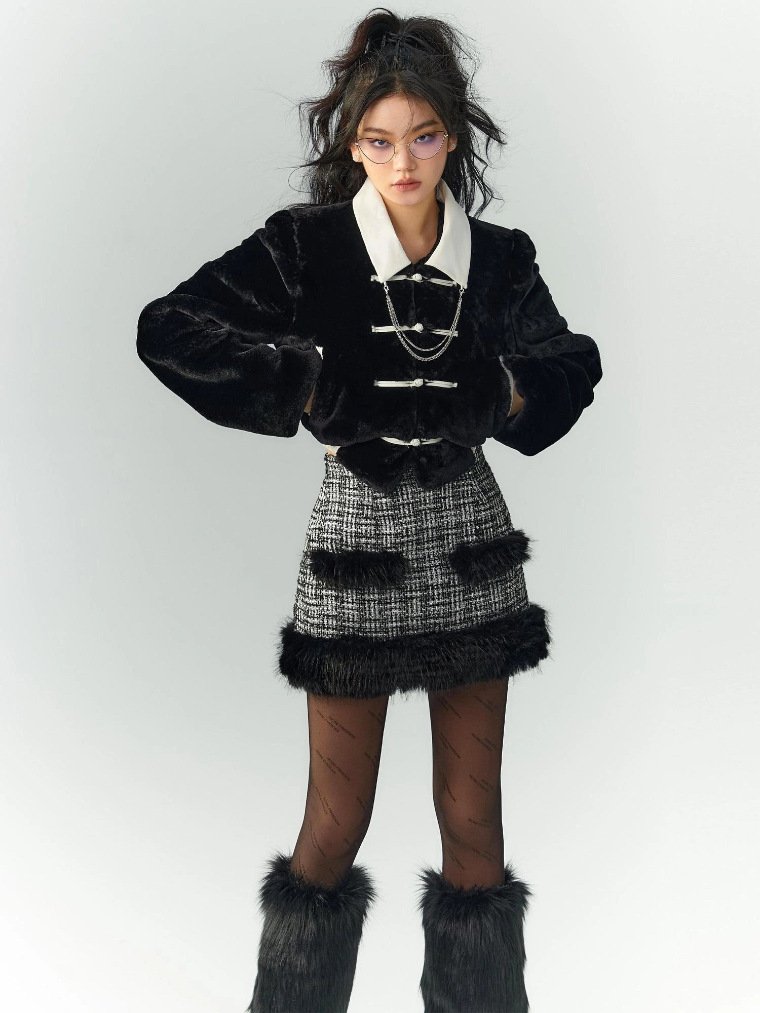 OfAkiva Akiva Winter Mink Fur Coat Women Slow Rock Style