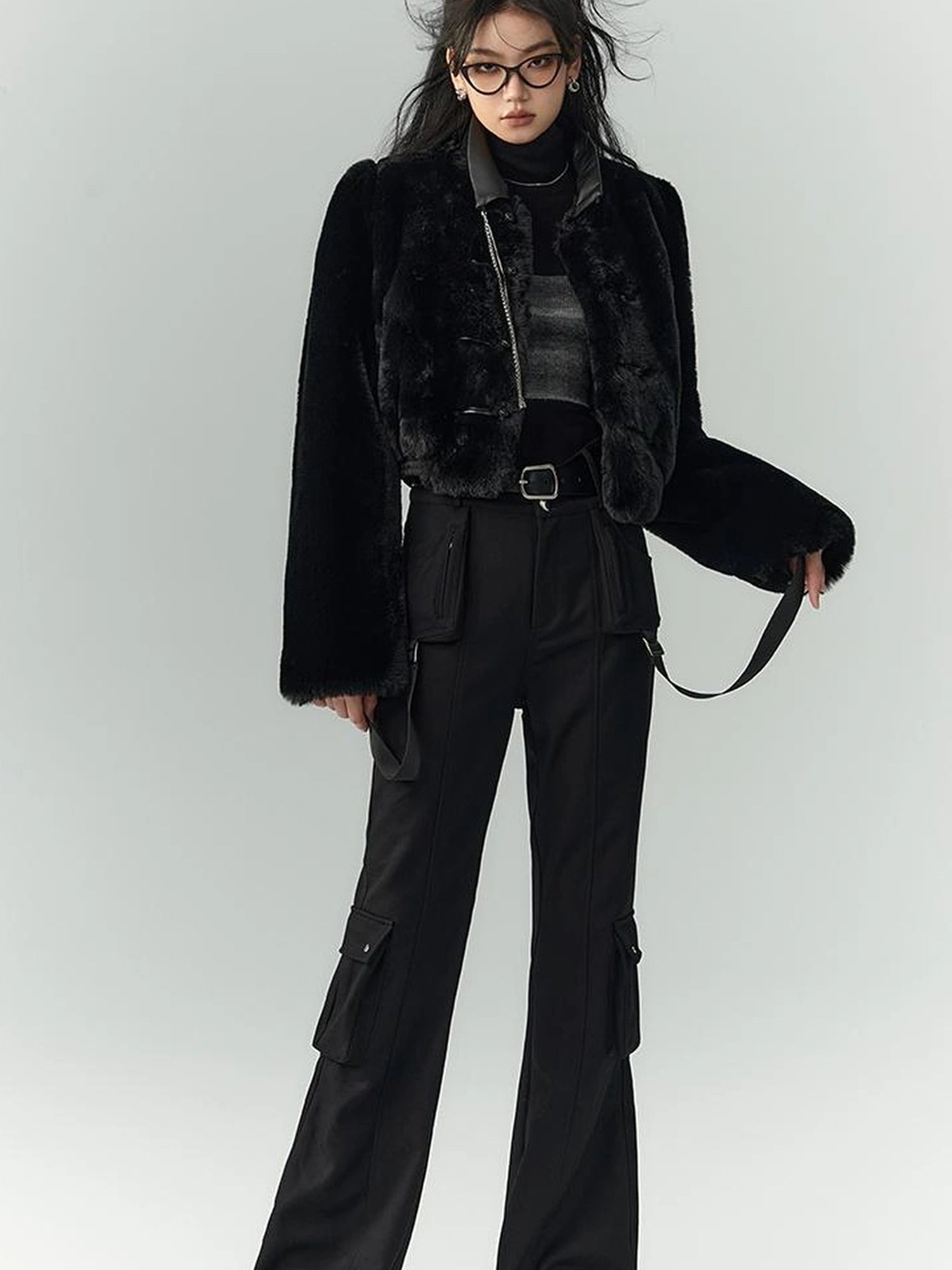 OfAkiva Akiva Winter Mink Fur Coat Women Slow Rock Style