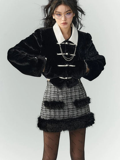 OfAkiva Akiva Winter Mink Fur Coat Women Slow Rock Style