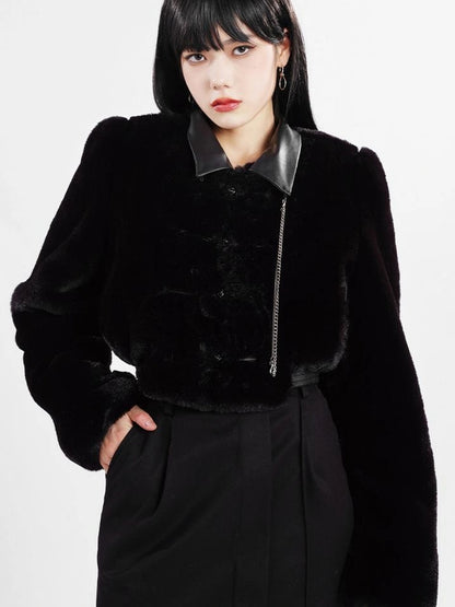 OfAkiva Akiva Winter Mink Fur Coat Women Slow Rock Style