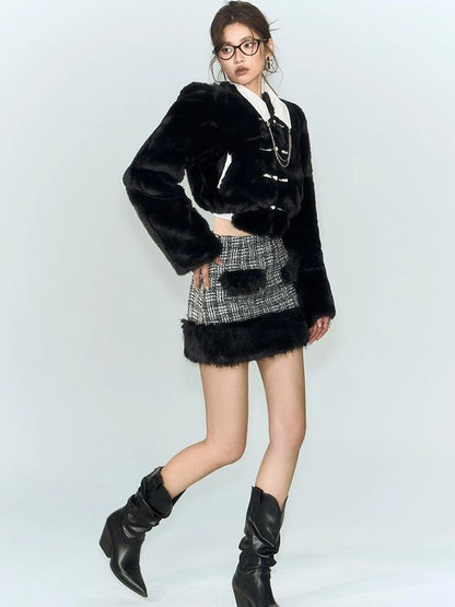 OfAkiva Akiva Winter Mink Fur Coat Women Slow Rock Style