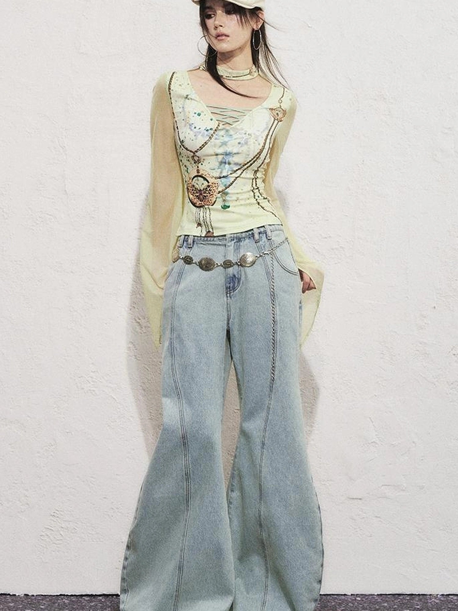 OfAkiva Aqua Split Scythe Pocket Heavyweight Jeans