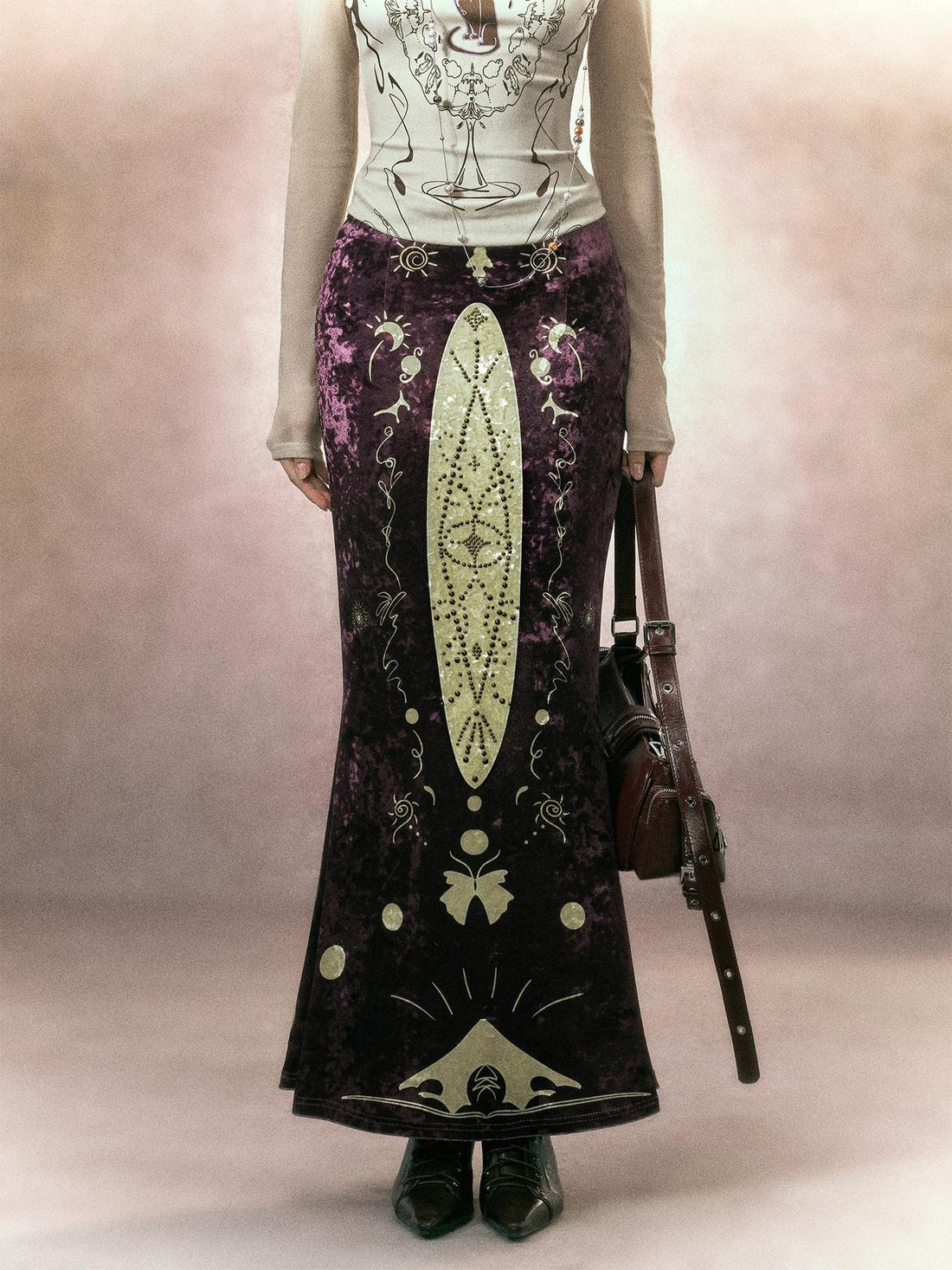 OfAkiva Asymmetrical High Waist Printed Fishtail Minimalist Womens Casual Maxi Skirt