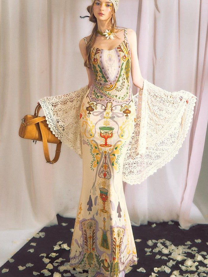 OfAkiva Beige Openwork Vintage Short Shawl Cheongsam Overlay Women&