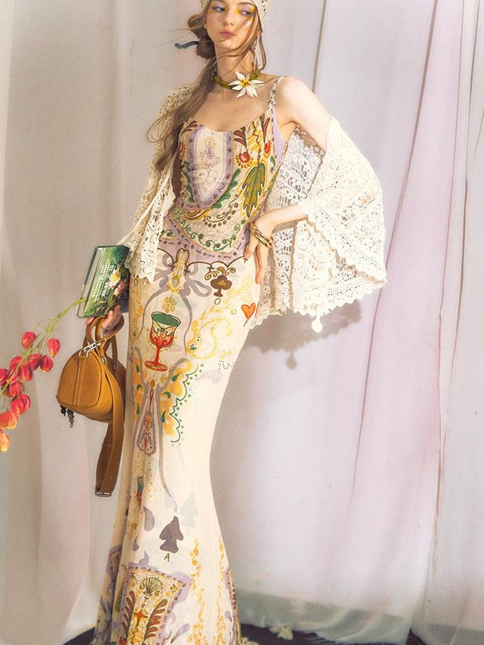 OfAkiva Beige Openwork Vintage Short Shawl Cheongsam Overlay Women&